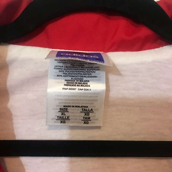 Adidas XL Red Zip Up Red & White Windbreaker - Picture 2 of 8